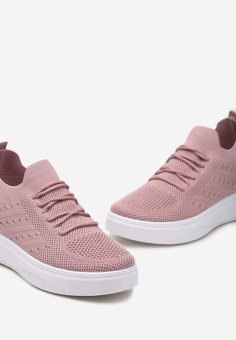 Różowe Buty Sportowe z Cholewką w Skarpetkowym Stylu Timotta