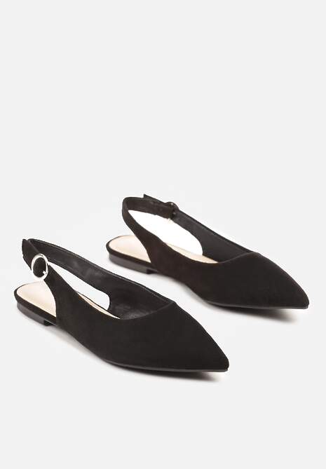 Czarne Sandały na Płaskiej Podeszwie Typu Slingback Nonarielae