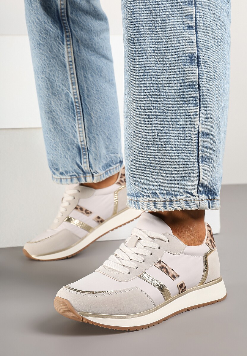 Jasnoszare Sneakersy z Metalicznym Wzorem Alusa