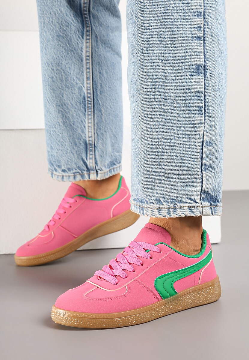 Różowo-Zielone Casualowe Sneakersy Typu Kultowe Tenisówki Ablerri