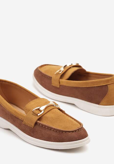 Brązowe Mokasyny z Metalową Ozdobą Ellianta