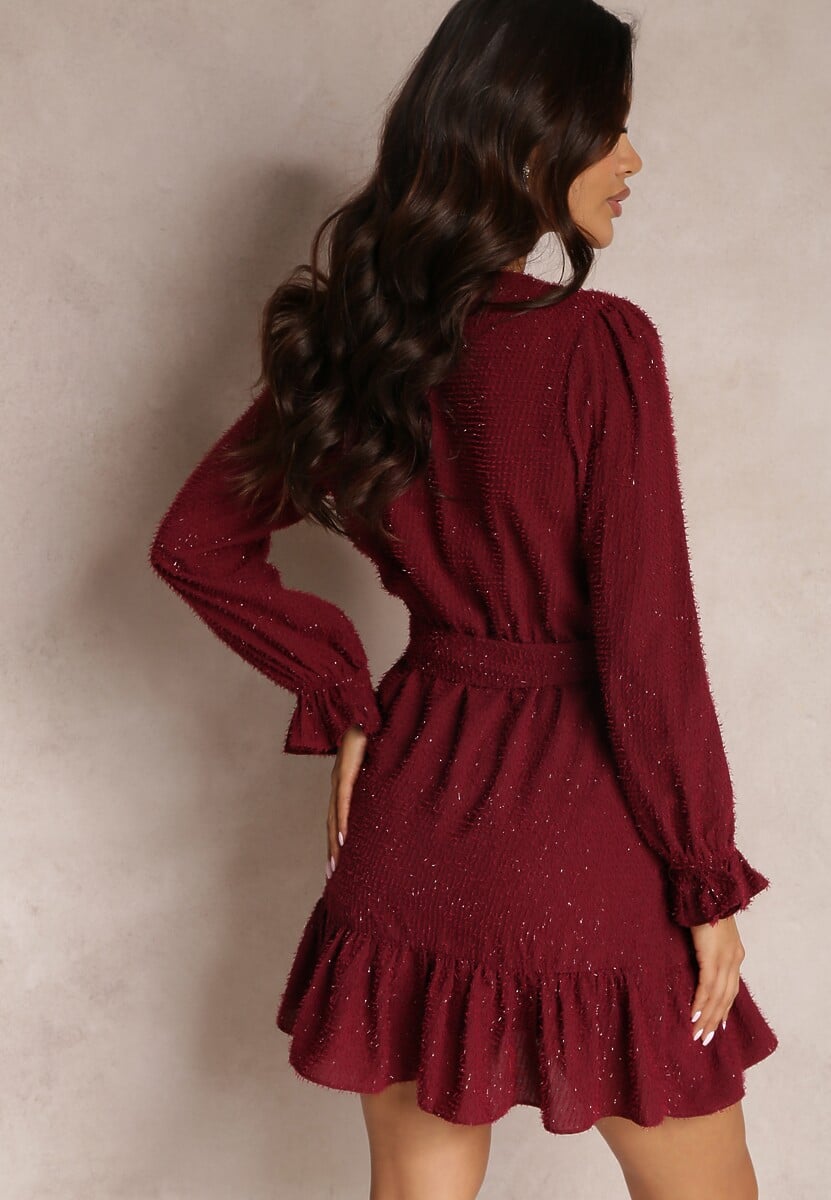 Bordowa Sukienka Thesaste