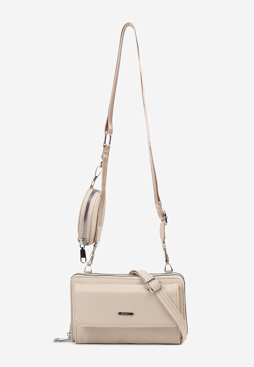 Beżowa Mała Torebka z Dwiema Komorami i Dodatkowymi Odpinanymi Paskami Sialitha