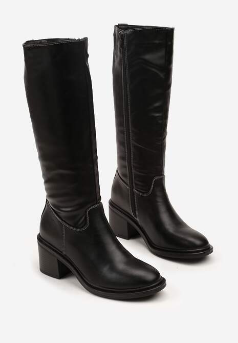 Czarne Kozaki Oficerki Vices na Słupku Giorima