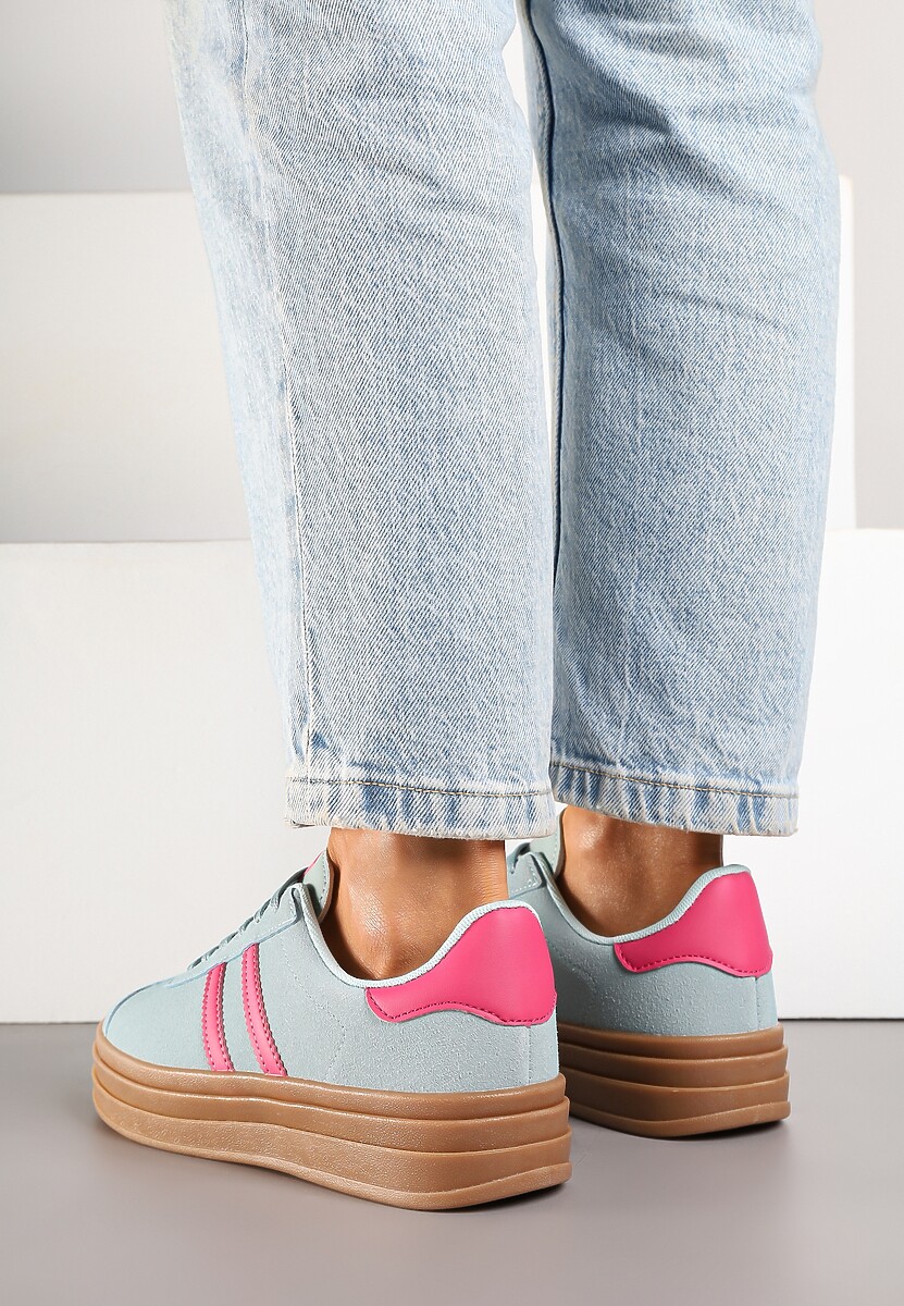 Niebiesko-Różowe Klasyczne Sneakersy na Niewysokiej Platformie Terilee