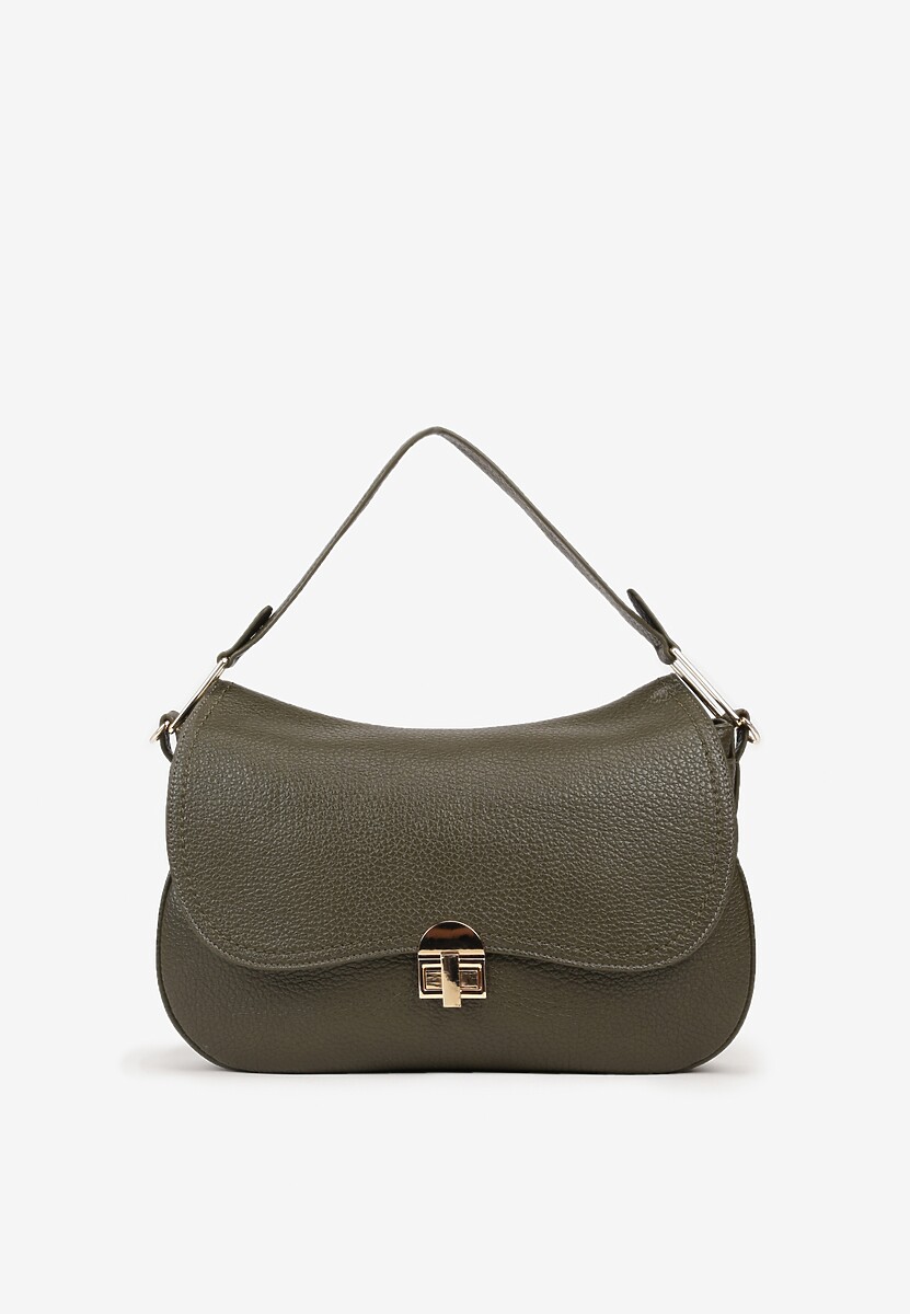 Ciemnozielona Torebka na Ramię Typu Listonoszka z Ozdobą Nerriva