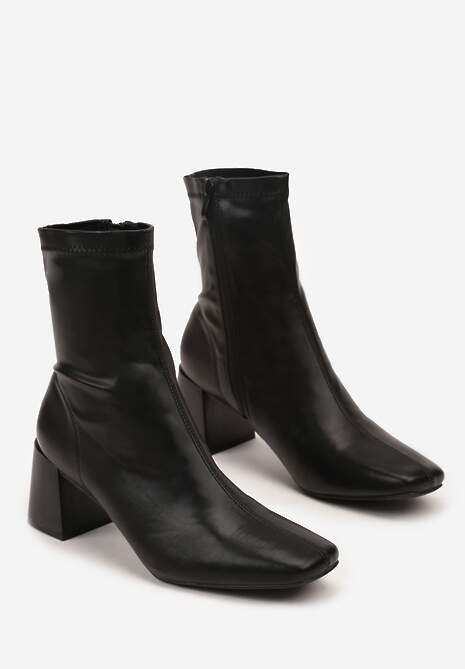 Czarne Botki na Stożku Vices z Elastyczną Cholewką Giolaria