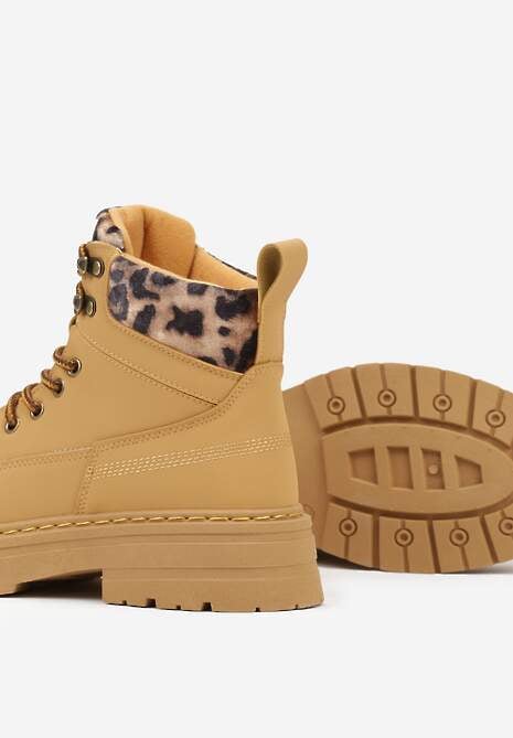 Brązowe Trapery ze Wstawkami we Wzór Vetiara