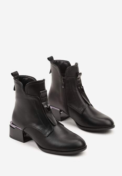 Czarne Botki Vices na Słupku z Efektem Cracked Nuneffa