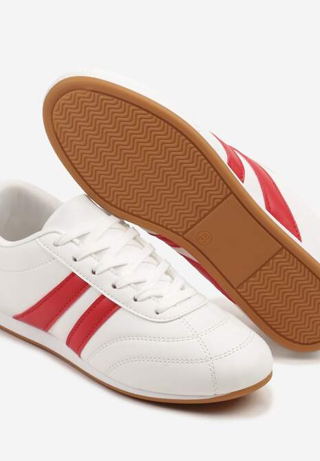 Biało-Czerwone Sneakersy Typu Tenisówki z Paseczkami Liantina