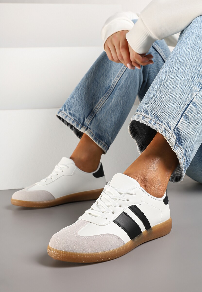 Białe Sneakersy w Stylu Tenisówek z Paskami Danareth