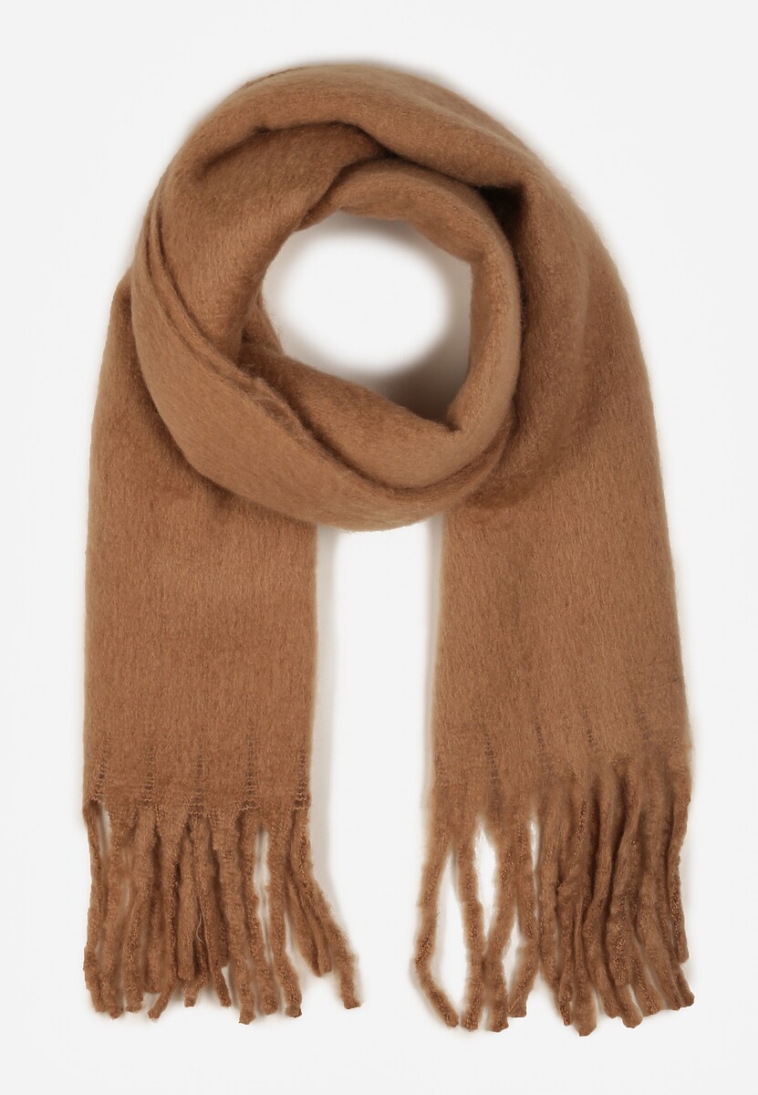 Brązowy Szalik Ozdobiony Frędzlami Owedela