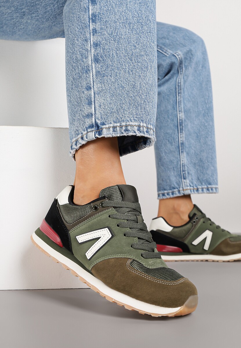 Ciemnozielone Sneakersy Ozdobione Geometrycznym Motywem Rilenessa