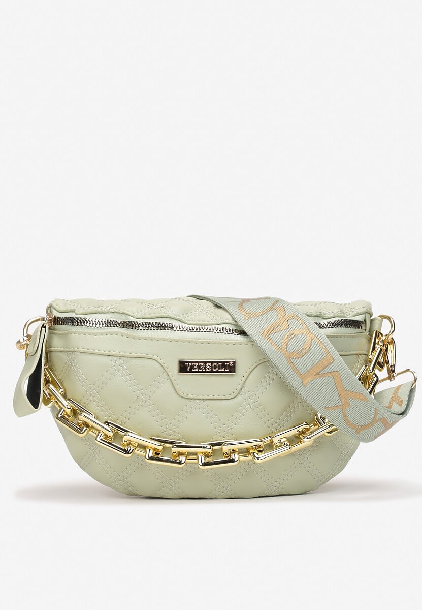 Zielona Pikowana Nerka z Łańcuchem Cotha