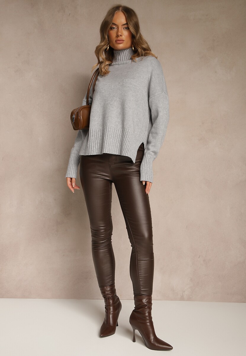 Szary Gładki Golf Casual Ralloria