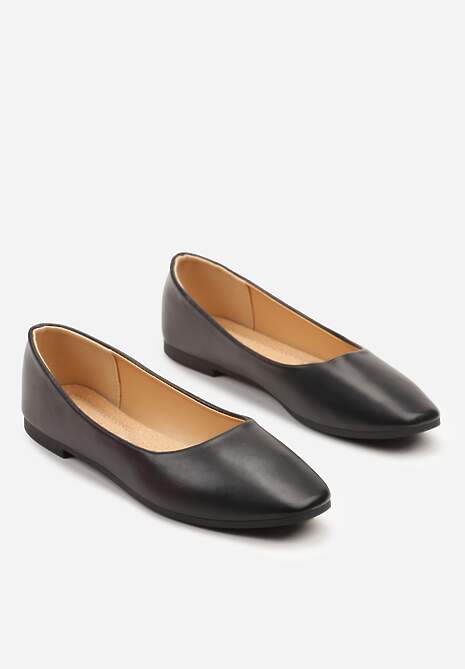 Czarne Klasyczne Balerinki z Wkładką ze Skóry Naturalnej Amilora