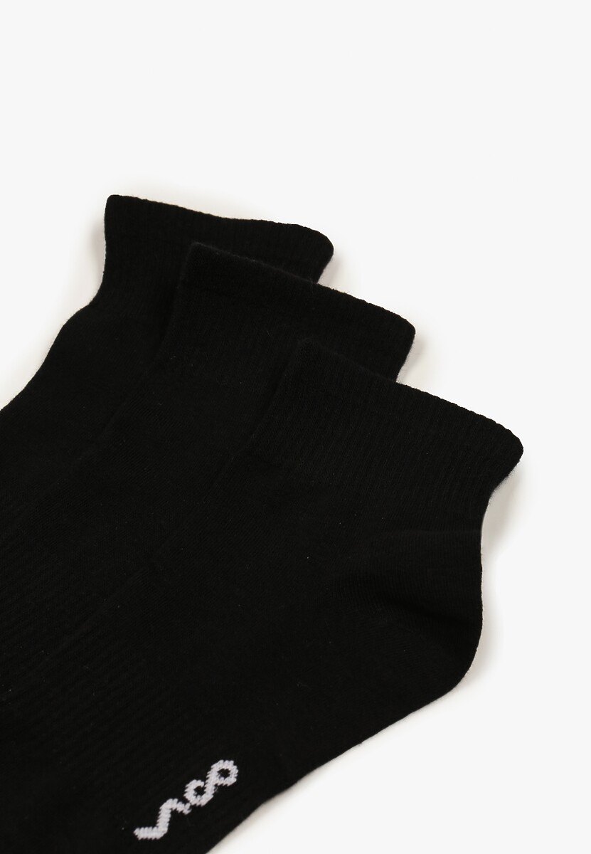 Czarne Skarpety z Bawełny za Kostkę z Napisem Folerina