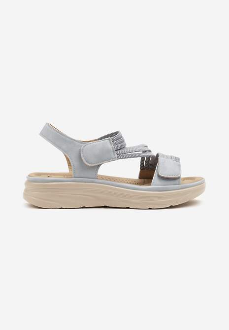 Jasnoniebieskie Sandały z Zapięciem na Rzep i Asymetryczną Cholewką Iffaralle