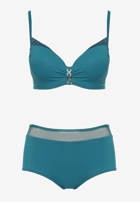 Ciemnozielone Bikini Biustonosz Zdobiony Aplikacją i Majtki Typu Figi Iffirelle