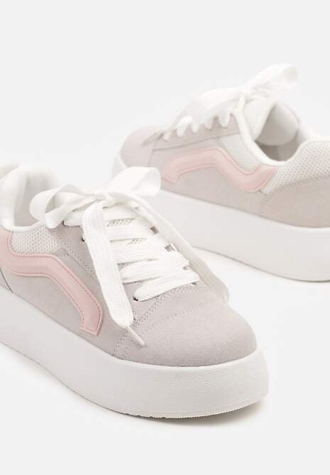 Szare Sneakersy Kultowe Tenisówki na Grubej Podeszwie Nurisora