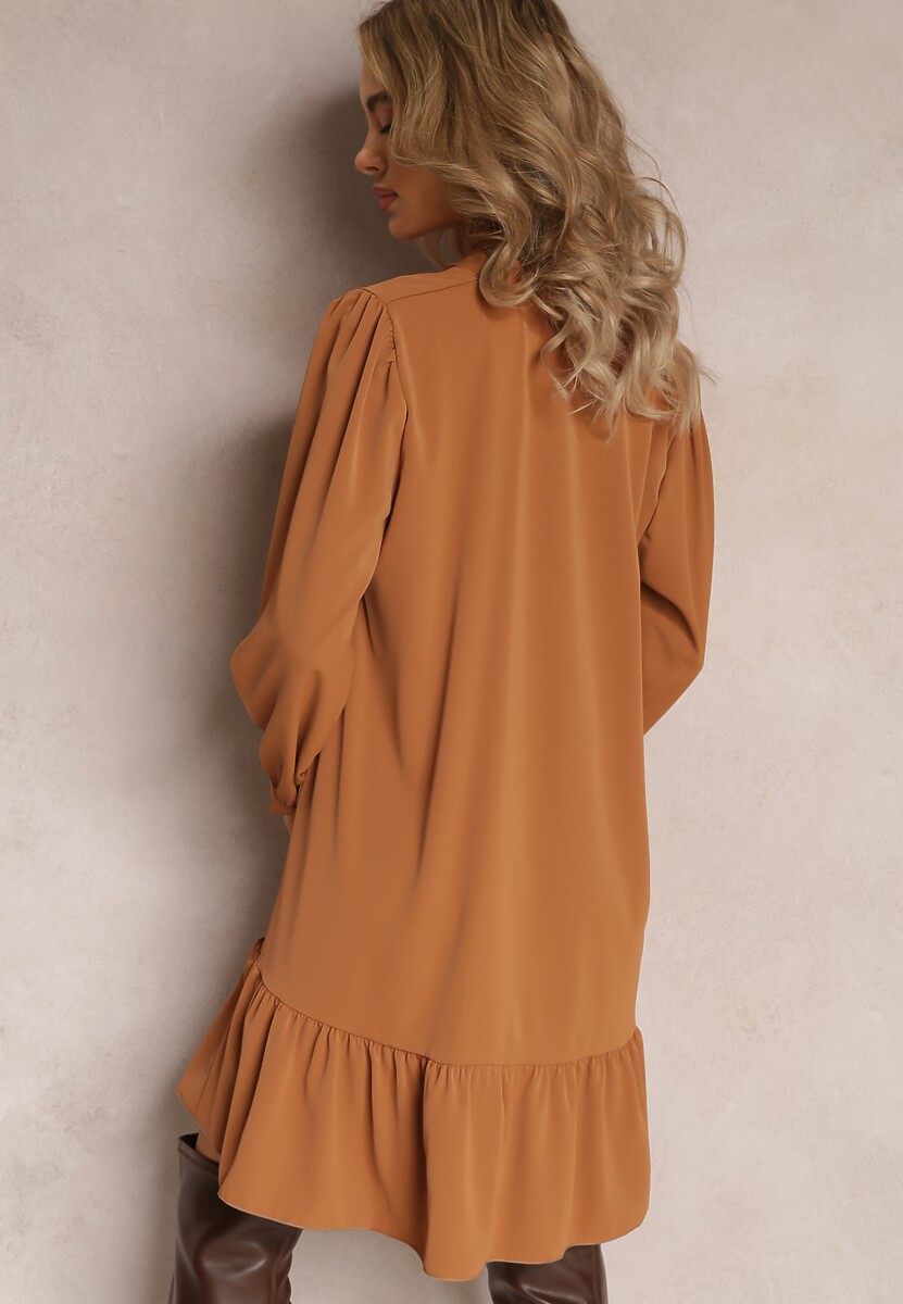 Jasnobrązowa Sukienka Pudełkowa Oversize Neki