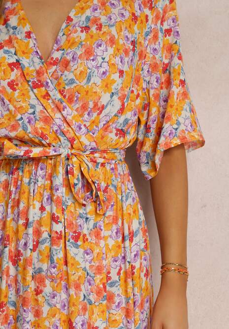 Pomarańczowo-Biała Sukienka Pheliphae