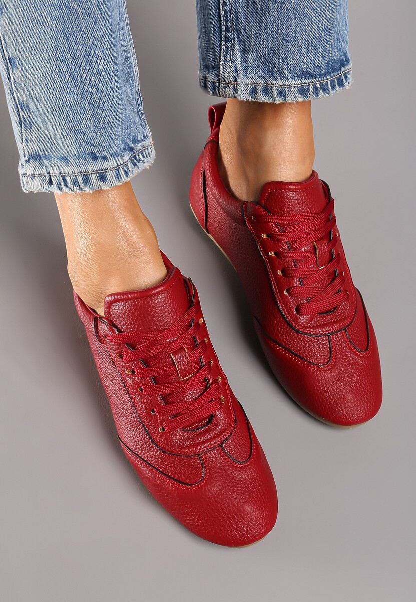 Bordowe Tenisówki bez Zdobień z Ekoskóry Verillis