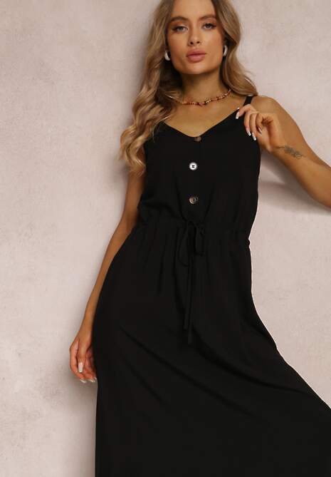 Czarna Sukienka z Wiskozy Kena