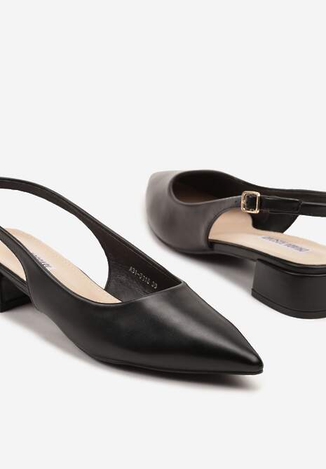 Czarne Sandały na Słupku Typu Slingback Odavine