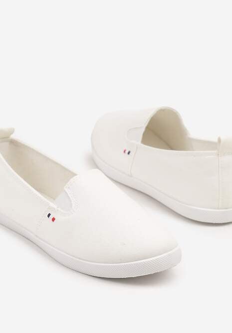 Białe Tenisówki Vices Basic z Materiałowymi Gumkami Aretela