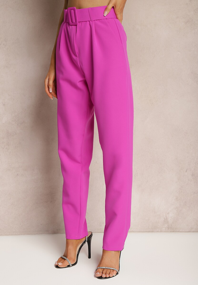 Fuksjowe Garniturowe Spodnie z Paskiem Samyah
