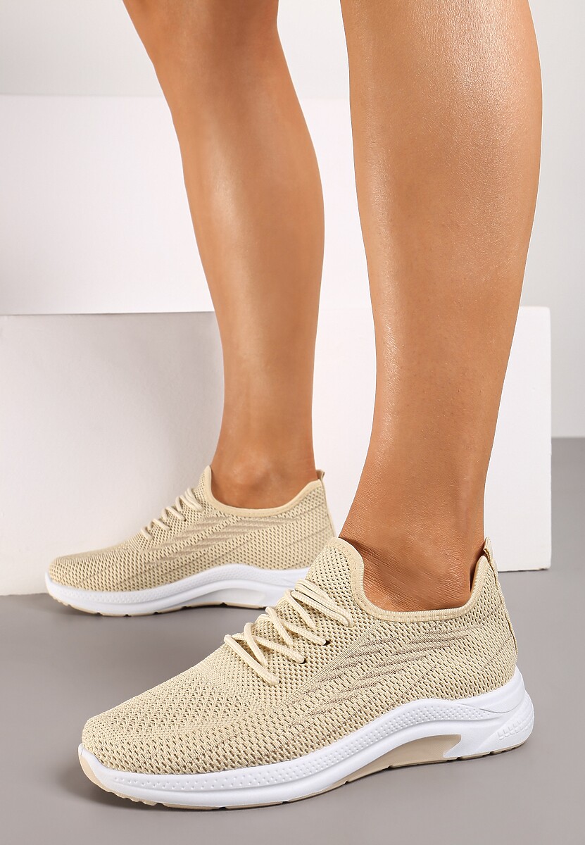 Białe Siateczkowe Buty Sportowe na Piankowej Podeszwie Linidas