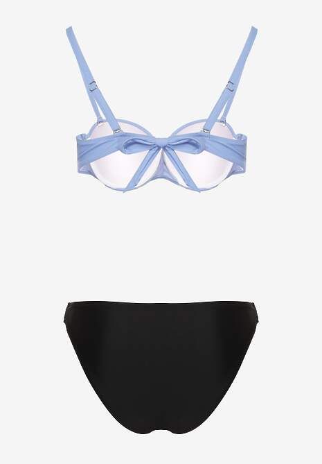 Jasnoniebieskie Bikini Majtki Figi i Biustonosz z Marszczeniem Sepiana