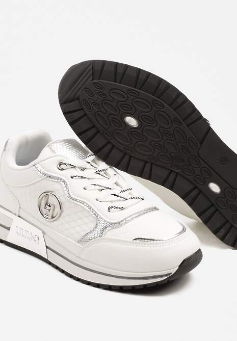 Białe Sneakersy z Metaliczną Ozdobą Firamia