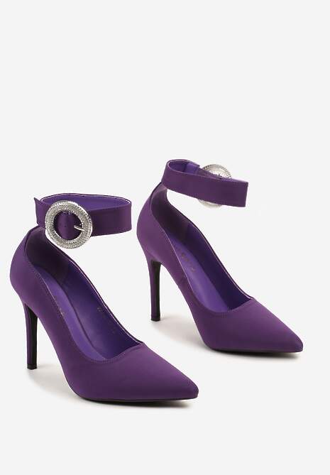 Fioletowe Szpilki Wykończone Sprzączką z Cyrkoniami Nelsitha