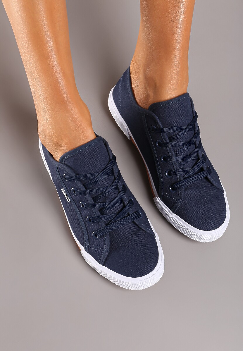 Granatowe Tenisówki Zdobione Przeszyciami Rhaerose