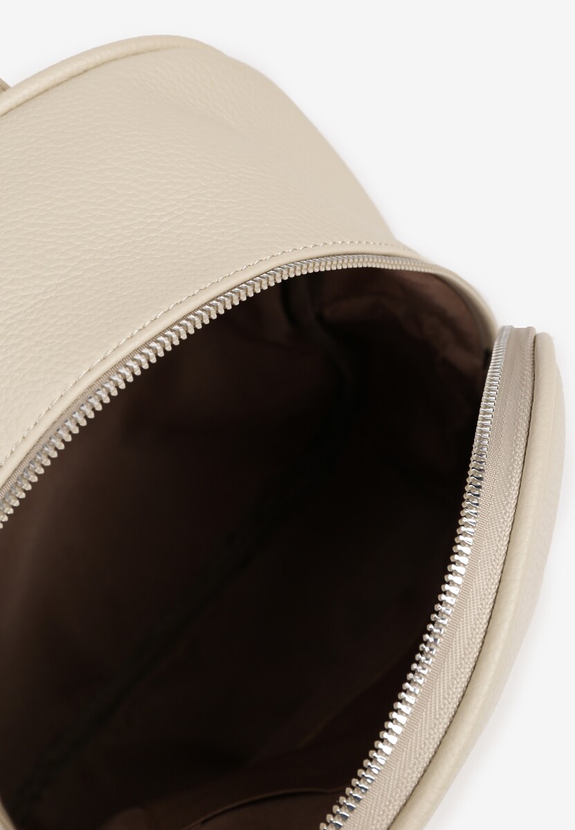 Beżowy Trapezowy Plecak z Suwakiem z Frędzlami Idassea