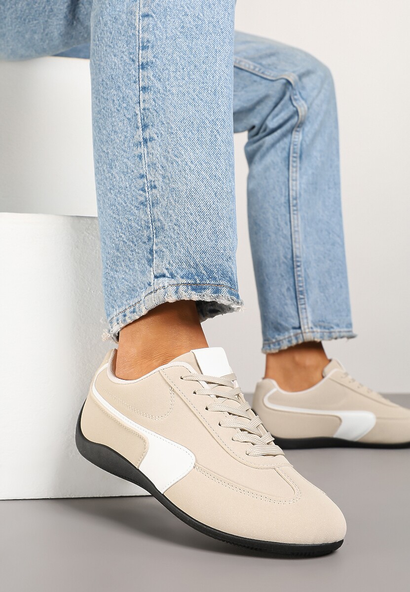 Beżowe Sneakersy Typu Klasyczne Tenisówki Zelritia