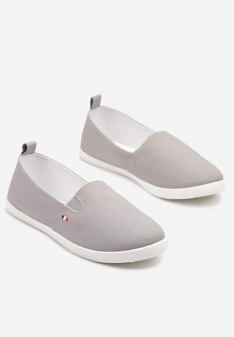 Szare Tenisówki Vices Basic z Materiałowymi Gumkami Aretela