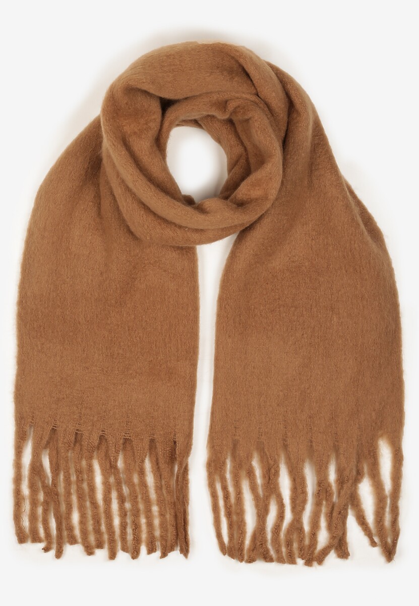 Ciemnobeżowy Szalik Ozdobiony Frędzlami Esalirea