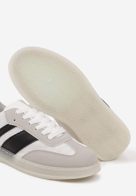 Białe Klasyczne Sneakersy Tenisówki na Półprzezroczystej Podeszwie Niniel