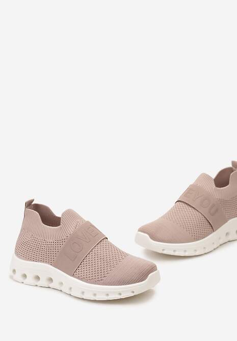 Różowe Buty Sportowe z Napisem LOVE i Elastyczną Cholewką Alaissa