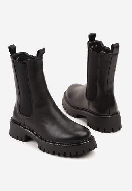 Czarne Wysokie Botki w Stylu Sztybletów Ridvira