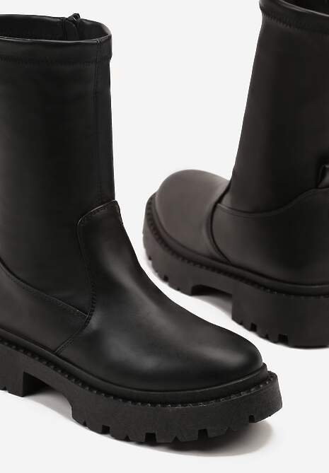 Czarne Dopasowane Botki Vices na Platformie w Stylu Grunge Jillie