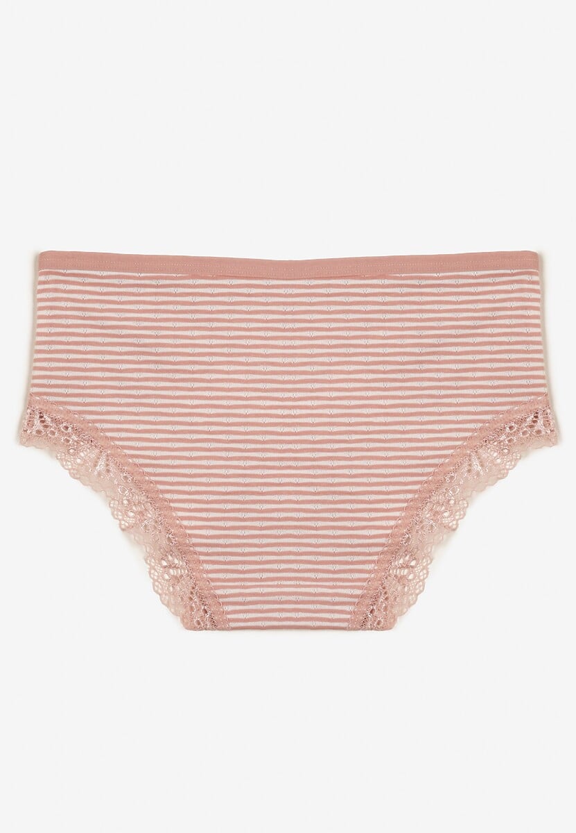 Beżowe Koronkowe Majtki Figi z Bawełny Kathrin