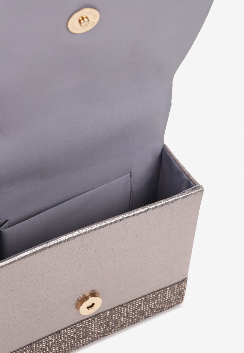 Szara Wieczorowa Torebka z Metalową Rączką i Cyrkoniami Dafne