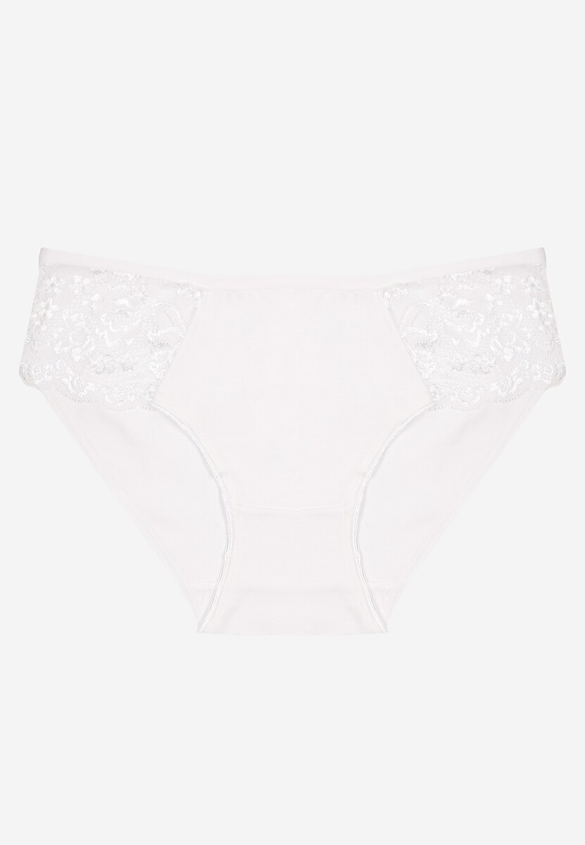 Białe Majtki z Bawełny Figi Ozdobione Koronką Talirinae