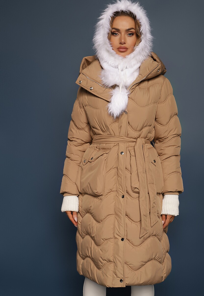 Czarna Kurtka Pikowana z Paskiem Begetir