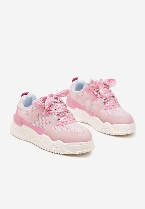 Różowe Sneakersy z Tłoczoną Platformą Xilanne