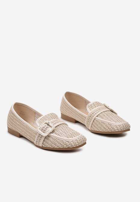 Beżowe Mokasyny z Szeroką Klamrą Nawina